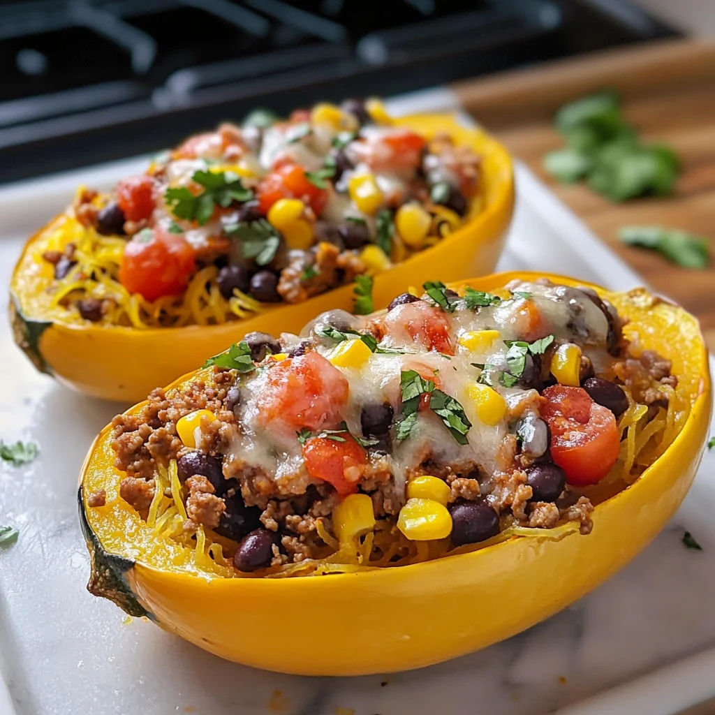 Burrito Spaghetti Squash Boats