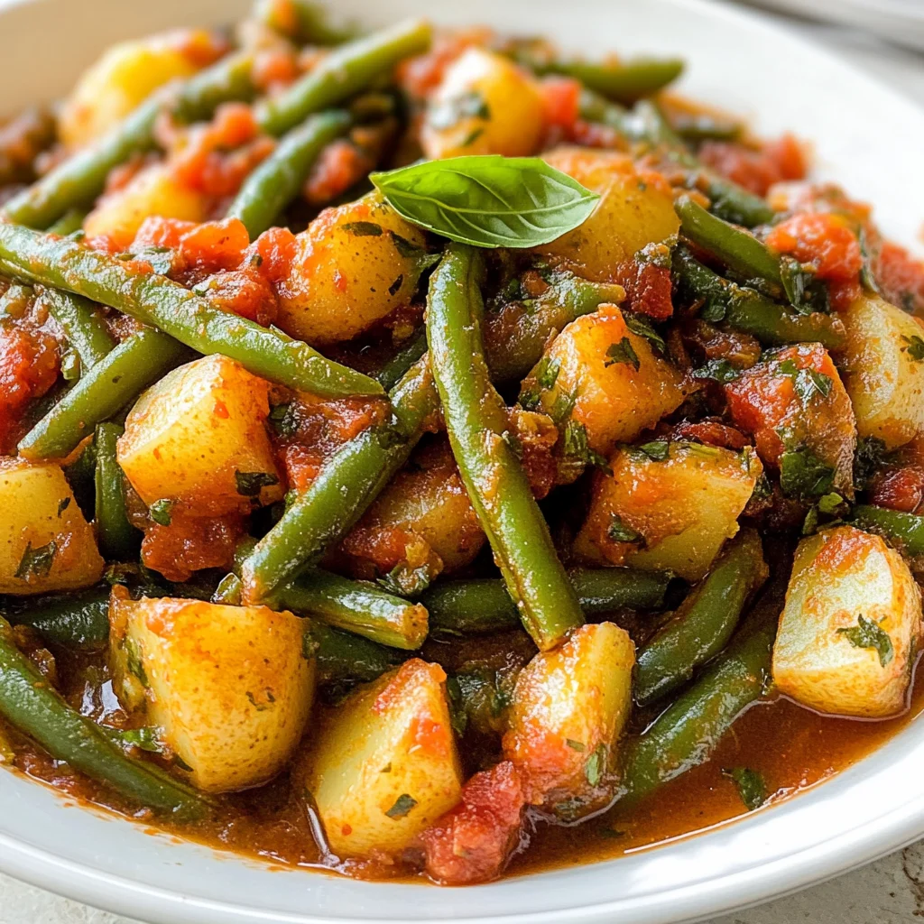 Mediterranean Braised Green Beans with Potatoes and Basil