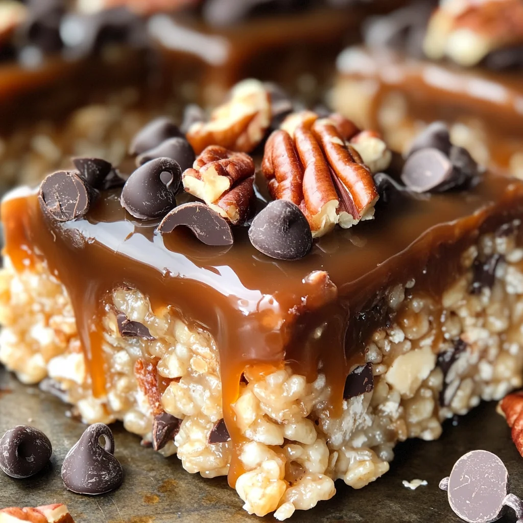 Caramel Turtle Rice Krispie Treats