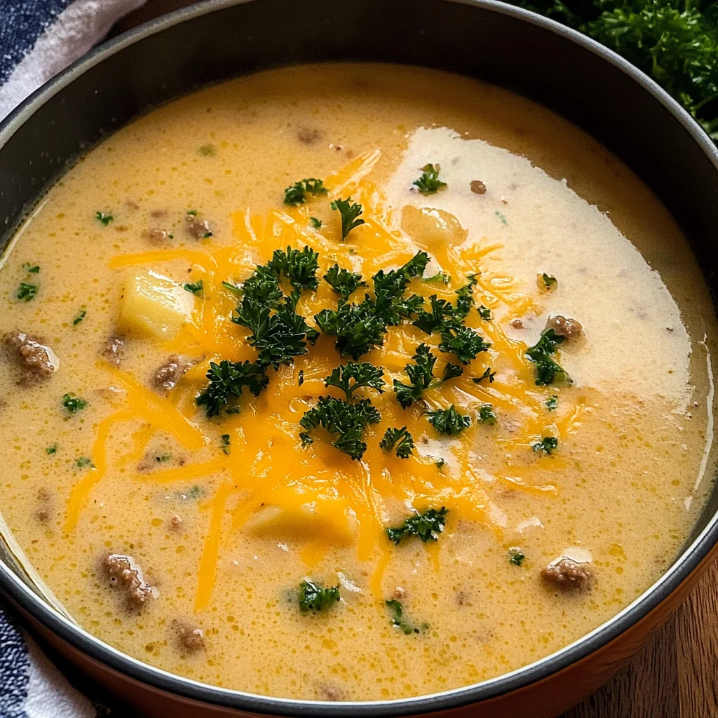 Cheesy Beef and Potato Soup