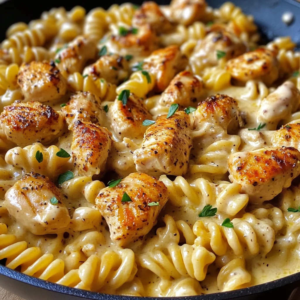 Cheesy Cajun Garlic Chicken Rotini Skillet Recipe
