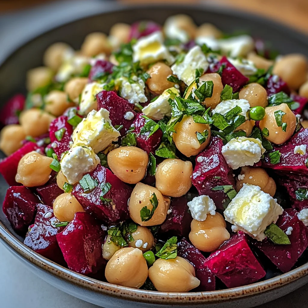 Chickpea Beet Feta Salad with Lemon-Garlic Vinaigrette – A Vibrant & Flavorful Delight