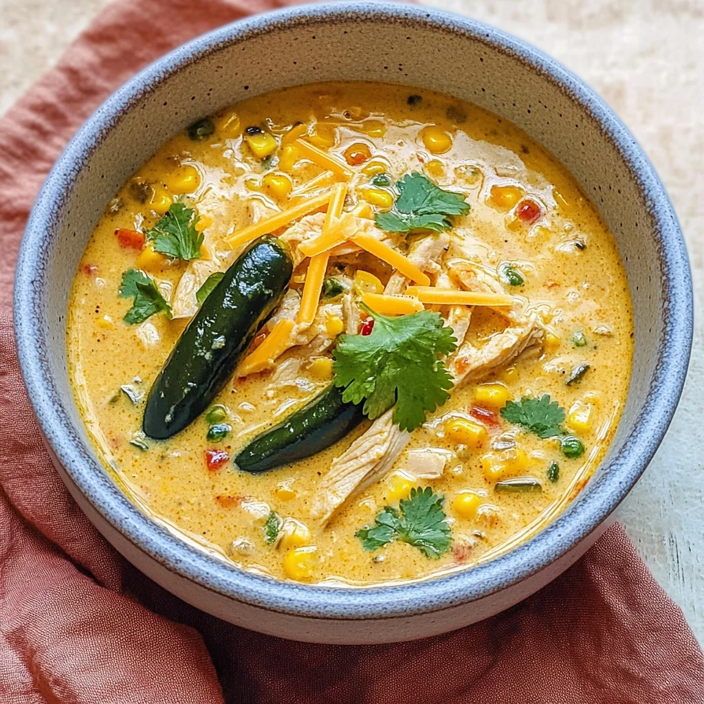Creamy Chicken and Roasted Poblano Pepper Soup Recipe