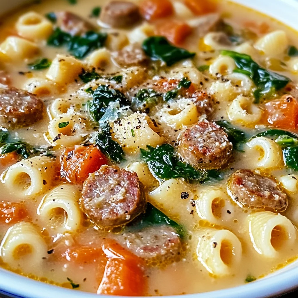 Creamy Parmesan Italian Sausage Ditalini Soup