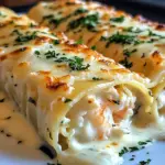 Dive into Decadence: Shrimp & Crab Alfredo Lasagna Roll-Ups You’ll Crave
