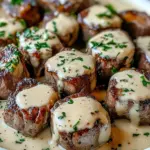 Garlic Butter Steak Bites with a Rich Parmesan Cream Sauce