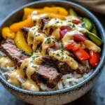 High Protein Philly Cheesesteak Rice Bowls