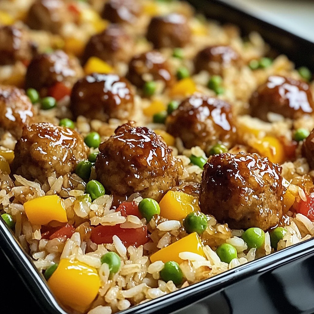 Honey Garlic Meatball & Rice Bake