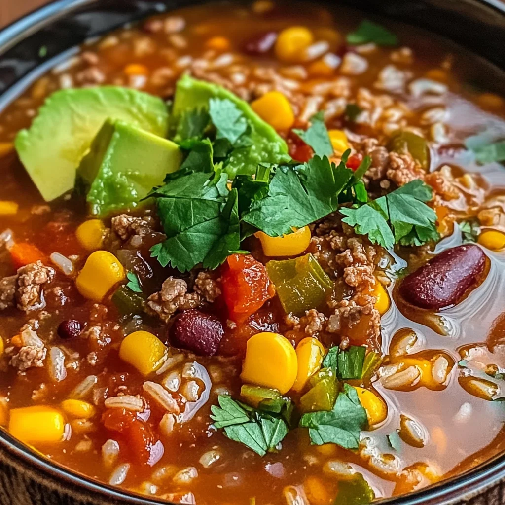 Mexican Beef and Rice Soup