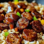 One Pan Sweet And Tangy Bbq Sausage Rice