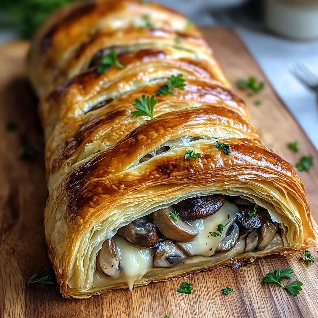 Savory Mushroom & Gruyère Puff Pastry Braid