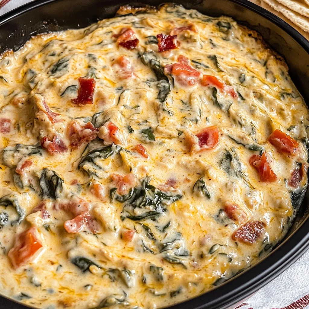 Slow Cooker Queso Spinach Dip