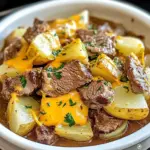 Slow Cooker Steak and Cheddar Potato Casserole