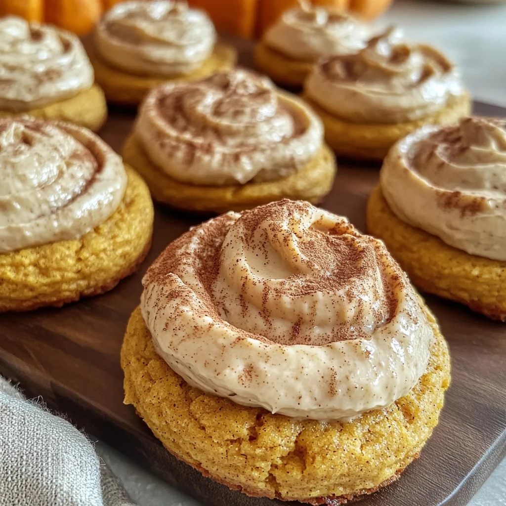 Soft Pumpkin Cookies with Cinnamon Frosting