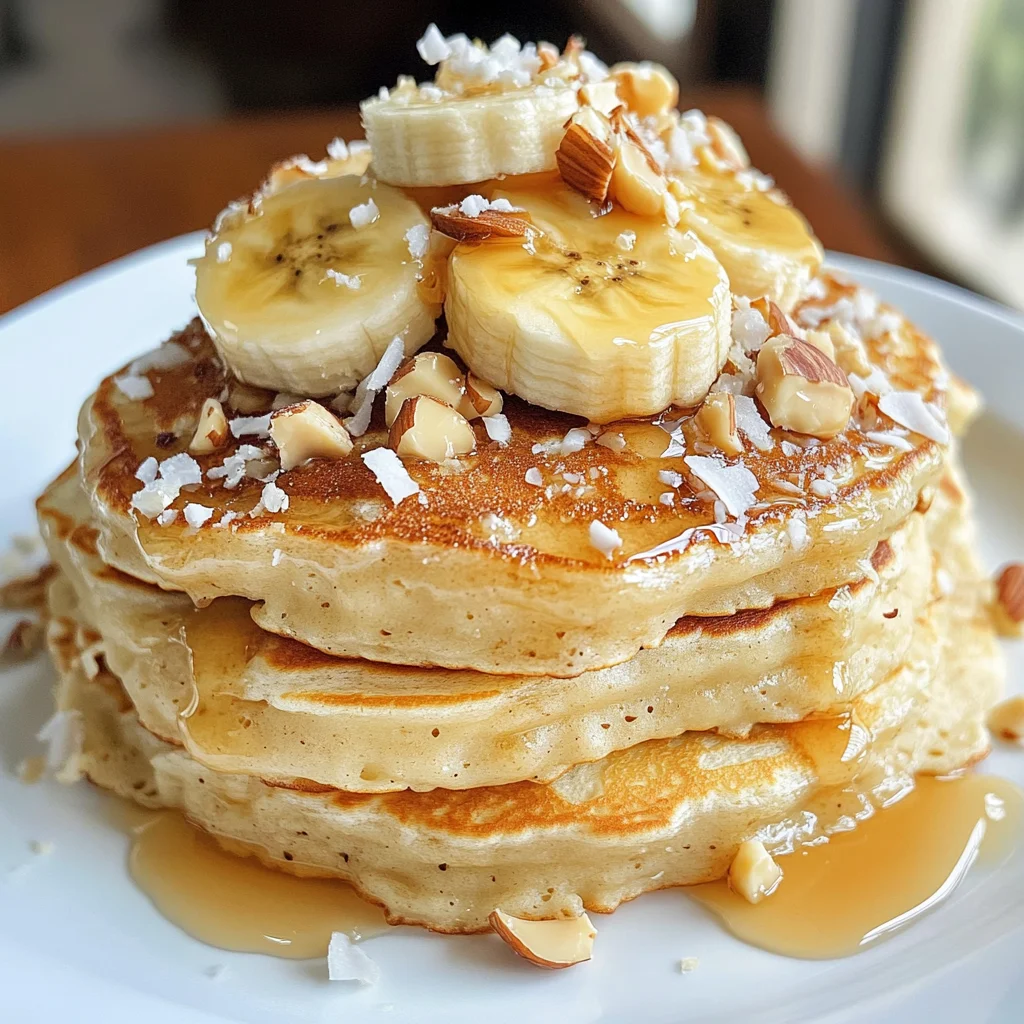 Toasted Coconut Macadamia Pancakes with Coconut Syrup