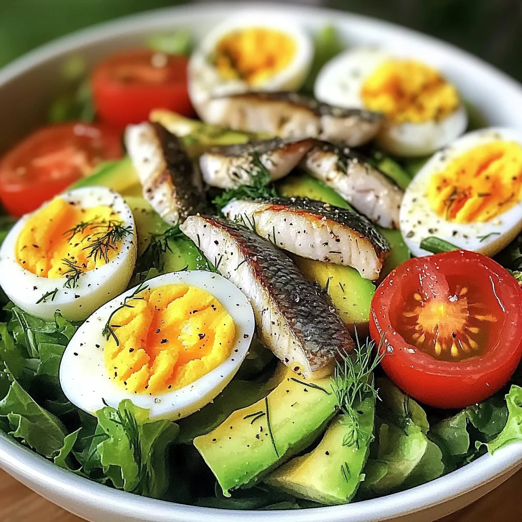 Avocado & Sardine Power Salad with Eggs