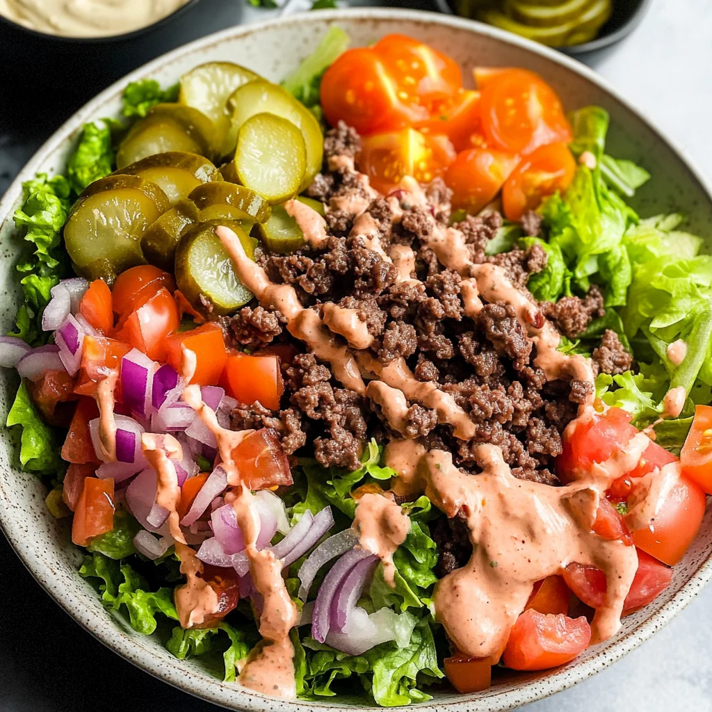 Burger Salad Bowl with Special Sauce Dressing