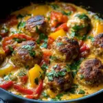 Creamy Bell Pepper Chicken Meatballs