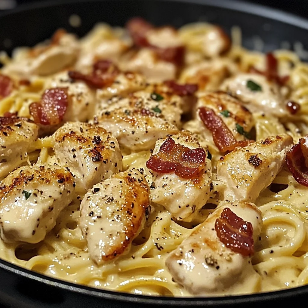 Creamy Chicken Carbonara Skillet