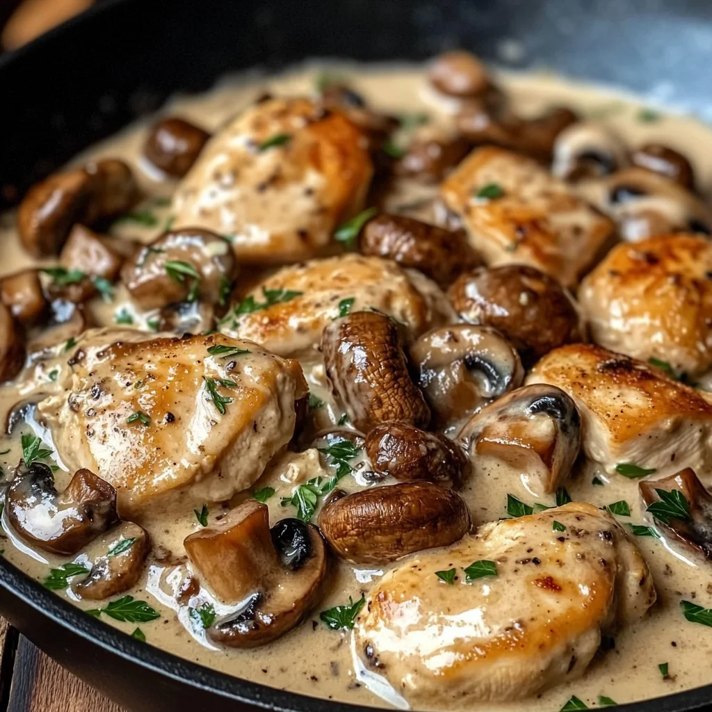 Creamy Garlic Mushroom Chicken Skillet