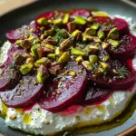 Feta battue, betteraves, pistaches