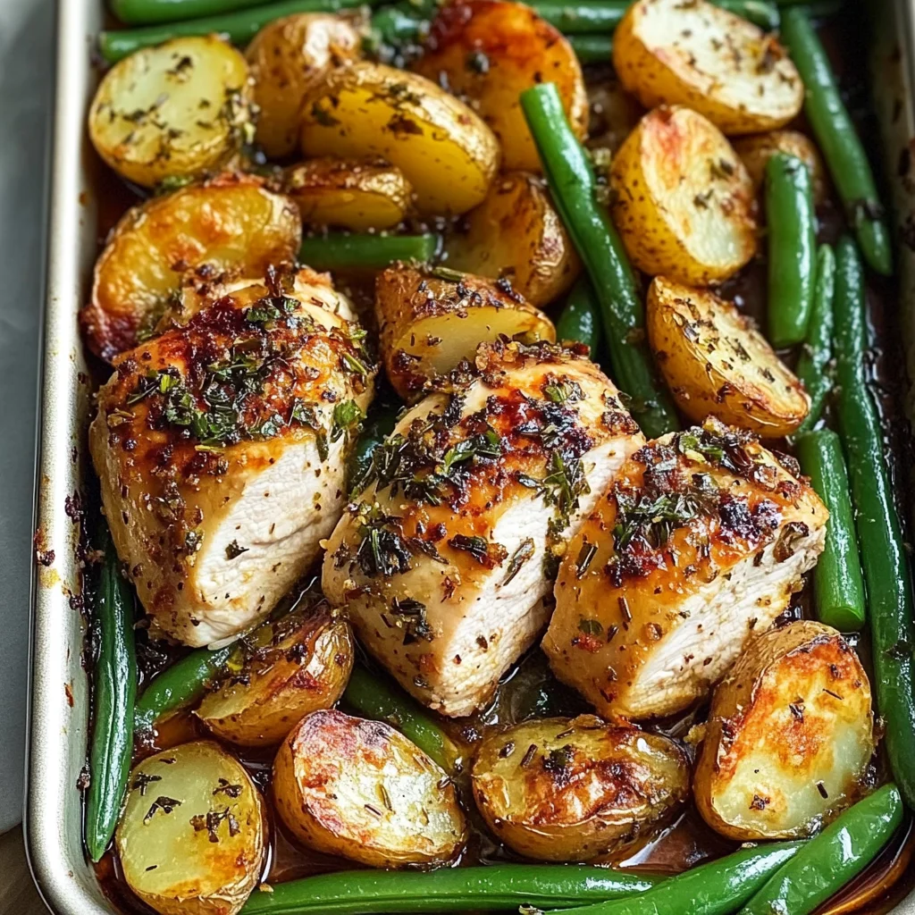 Garlic Herb Chicken with Roasted Potatoes & Green Beans
