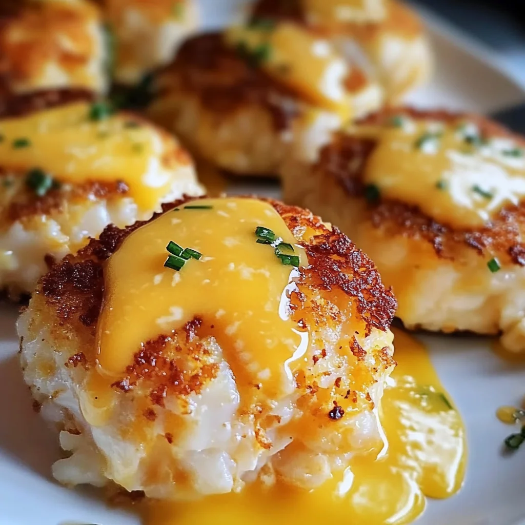 Golden Cheddar Crab Cakes with Zesty Lemon Butter Drizzle