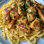 Golden Garlic Butter Chicken with Creamy Linguine