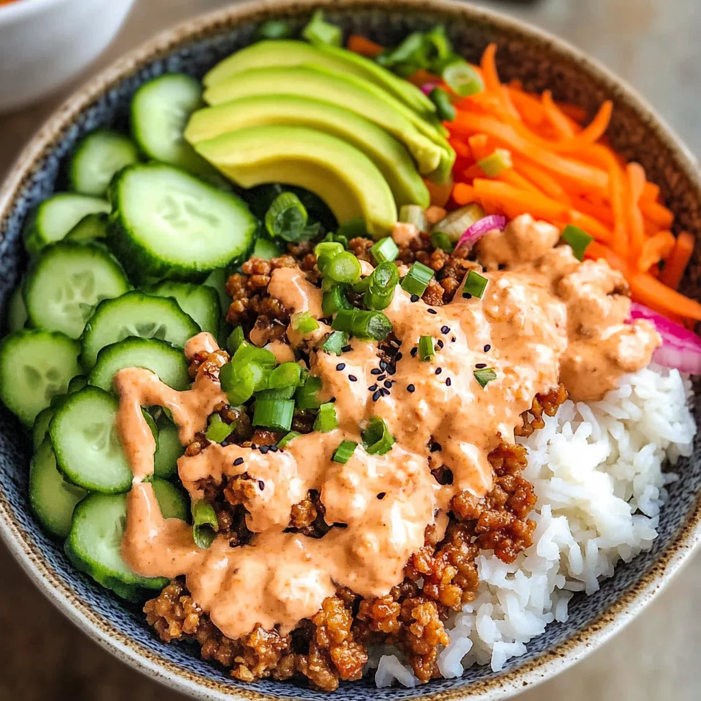 Ground Turkey Rice Bowls with Bang Bang Sauce