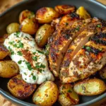 Herb-Marinated Chicken with Roasted Potatoes & Creamy Dip
