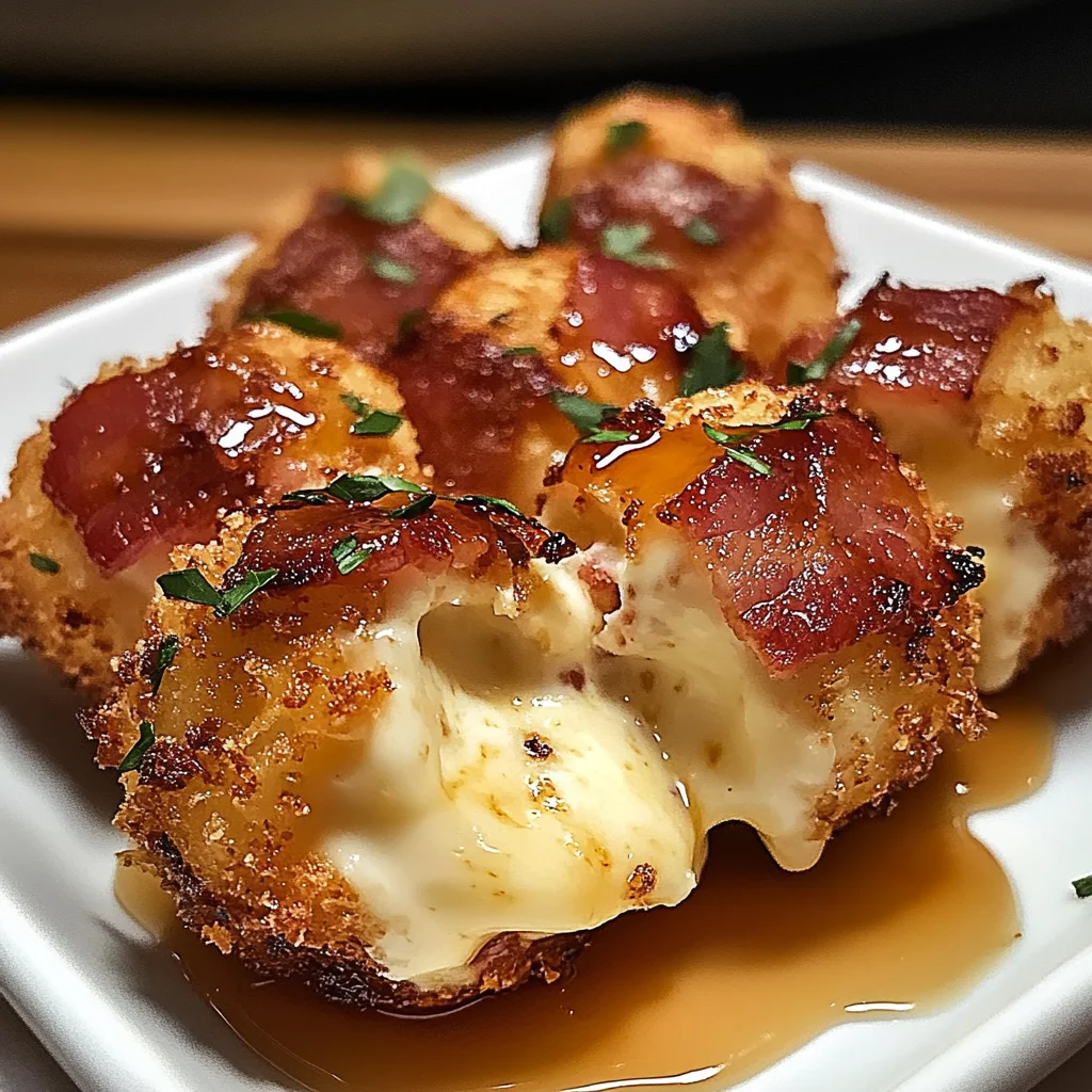 Indulge in Crispy Turkey Turkey Bacon Mozzarella Poppers with Sweet Glaze