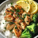 Lemon Garlic Chicken Bowl with Broccoli & Jasmine Rice