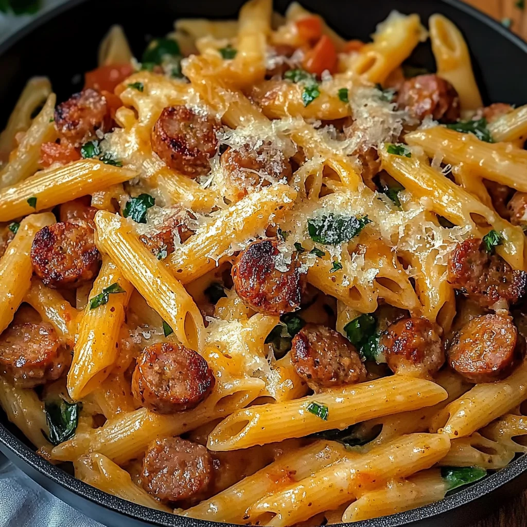 One Pot Creamy Cajun Sausage Pasta (30-Minutes)