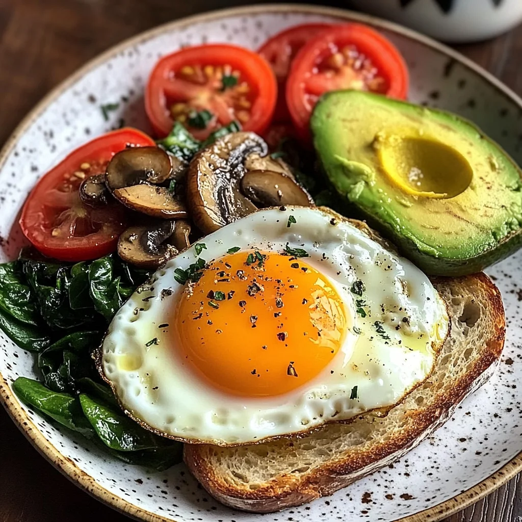 Savory Breakfast Plate with Mushrooms & Avocado