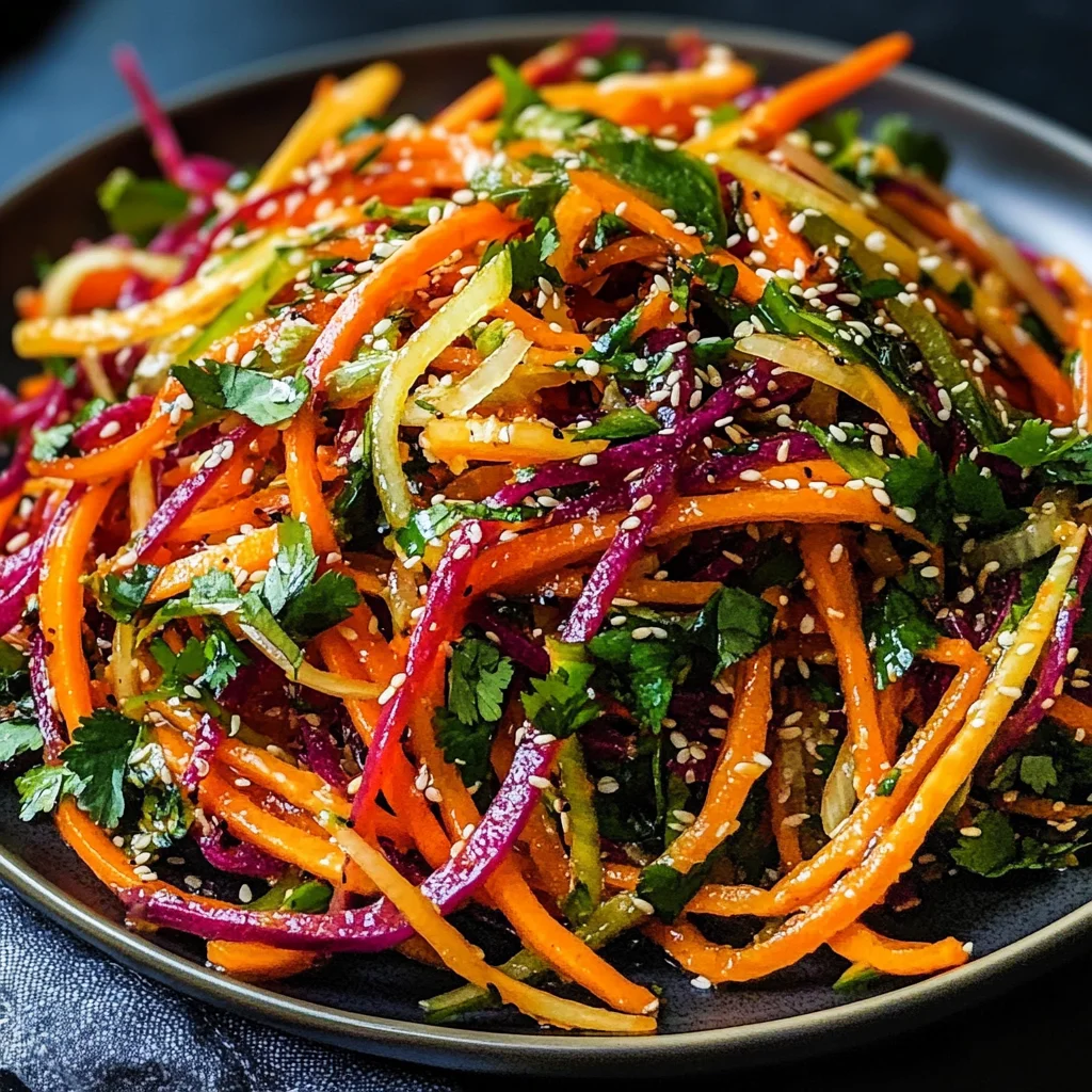 Shaved Rainbow Carrot Sesame Salad