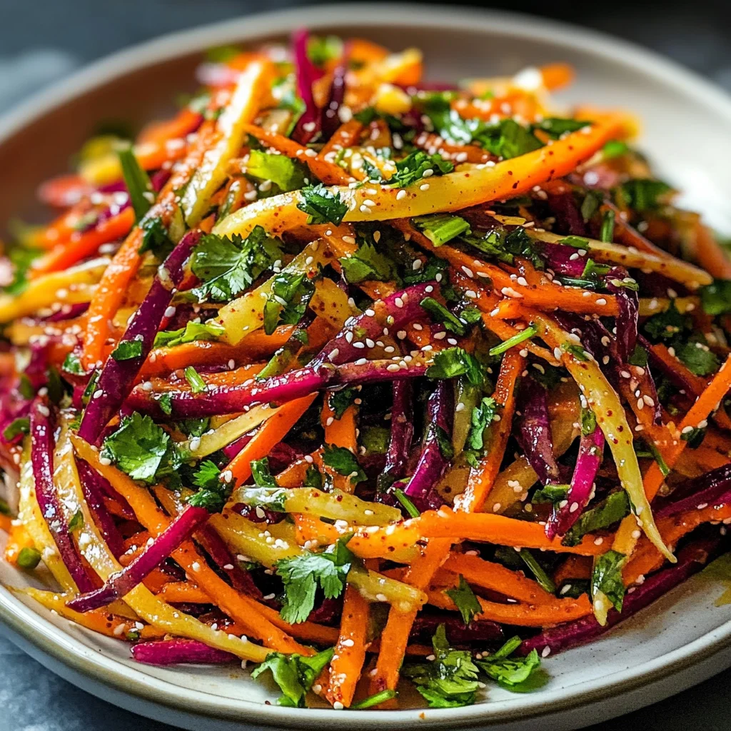 Shaved Rainbow Carrot Sesame Salad