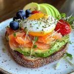 Smoked Salmon & Avocado Breakfast Toast with Fresh Fruit