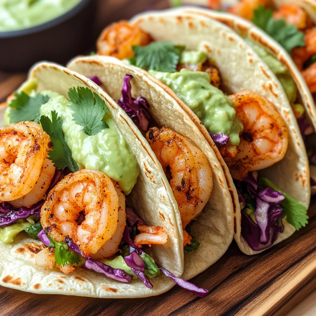 Spicy Shrimp Tacos with Avocado Crema