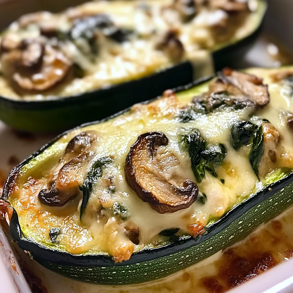 Spinach Mushroom and Ricotta Stuffed Zucchini