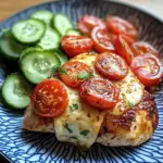 Tomato & Cheese Stuffed Chicken Breast with Cucumber-Tomato Salad