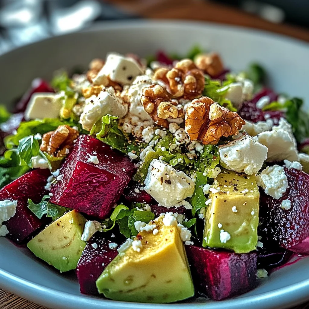 Vibrant Beet, Avocado & Feta Salad with Crunchy Walnuts