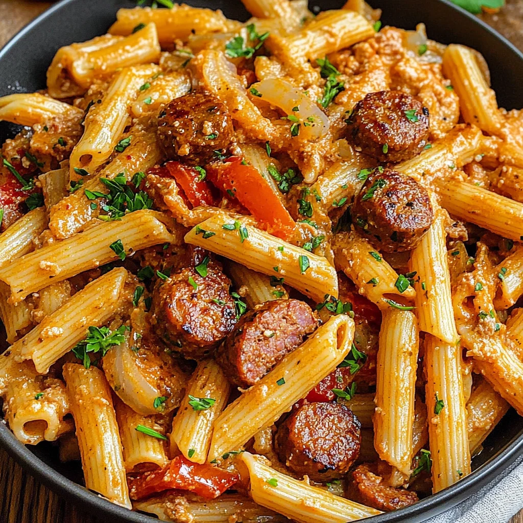 Creamy Cajun beef Sausage Pasta
