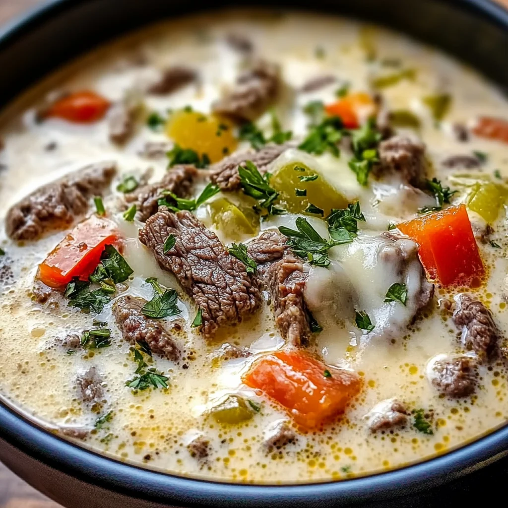Creamy Philly Cheese Steak Soup
