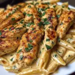 Garlic Parmesan Chicken Penne in Creamy Cajun Three-Cheese Sauce
