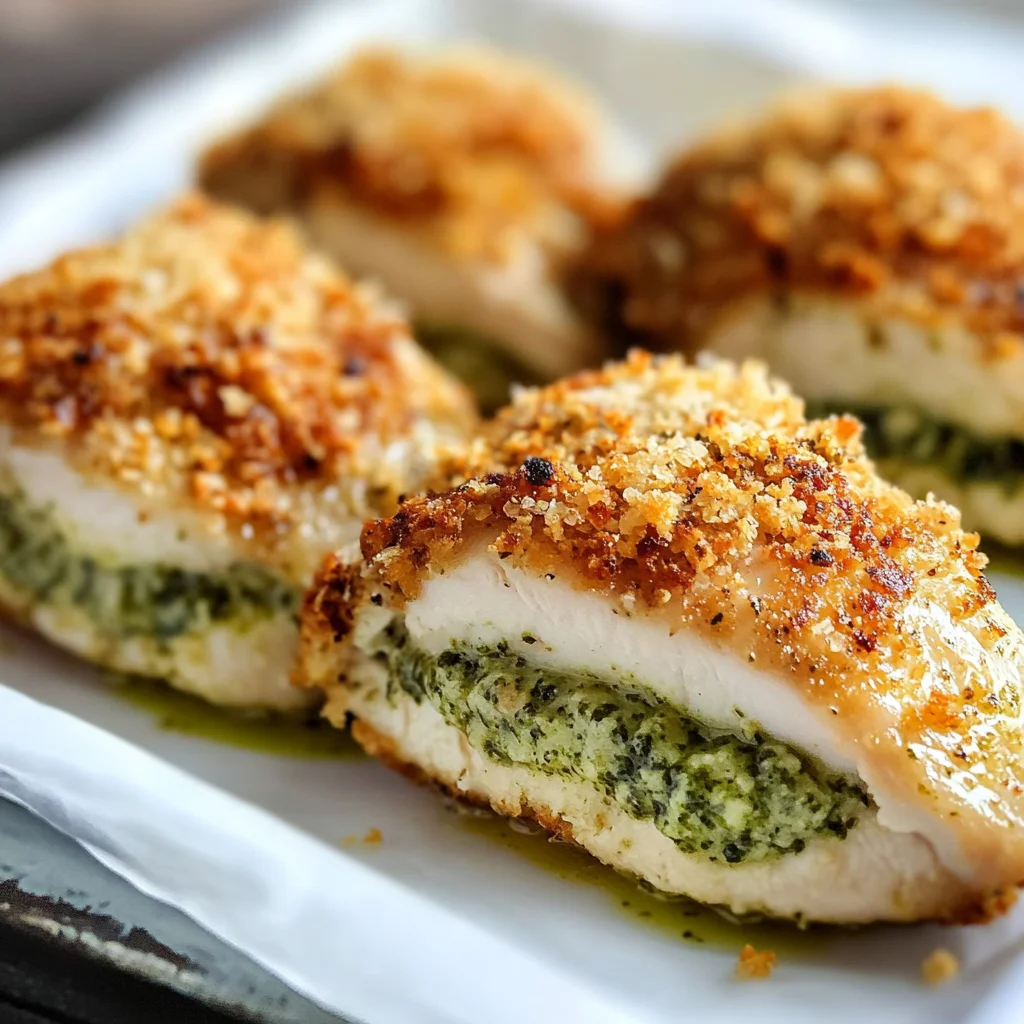 Healthy Pesto Stuffed Chicken Breast