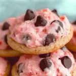 Strawberry Cake Mix Cookies with Chocolate Chips