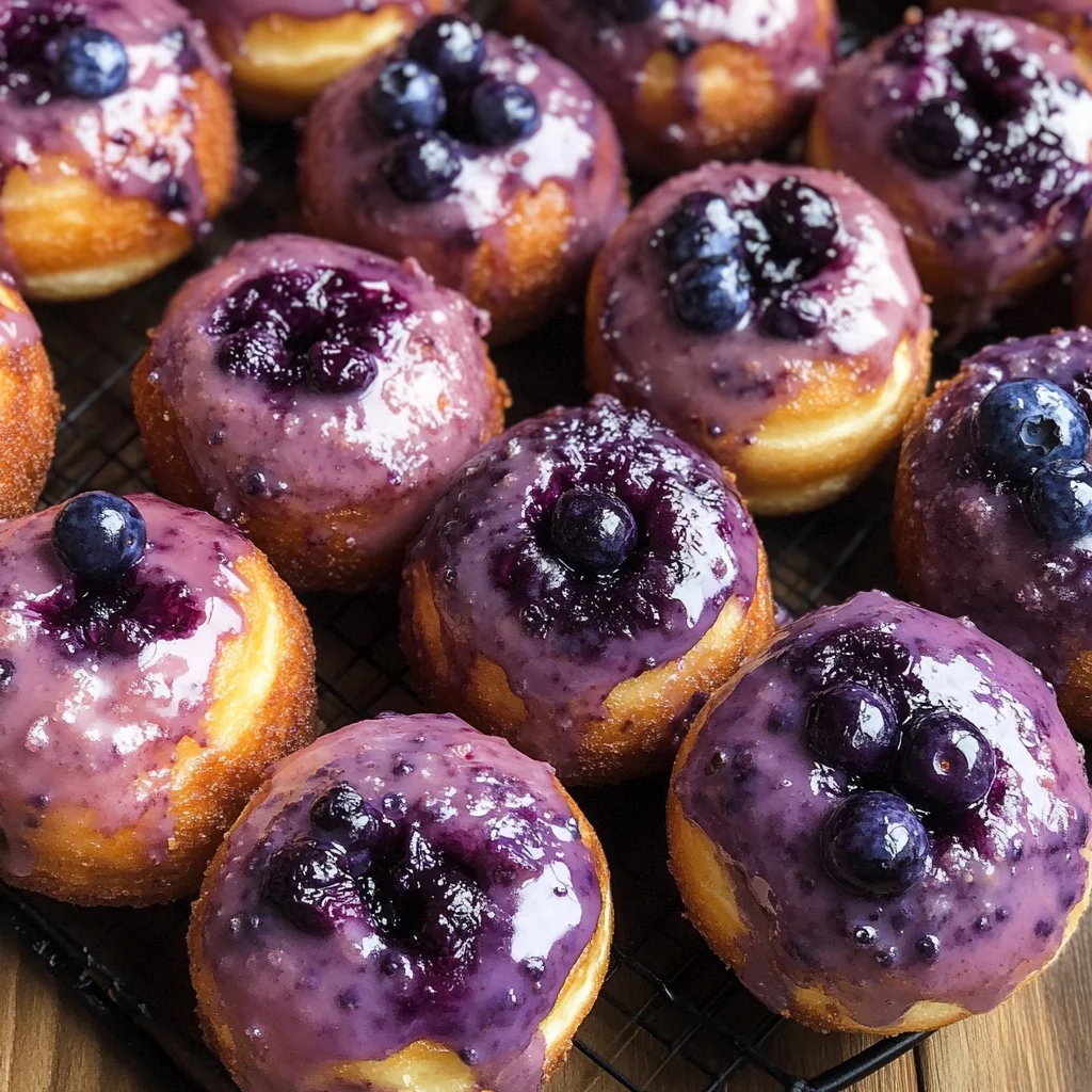 Blueberry Cake Donuts with Blueberry Glaze