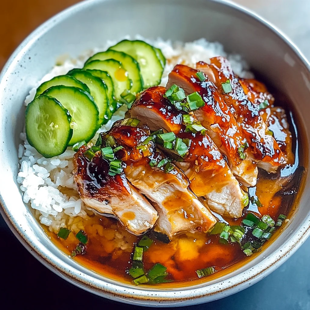 Caramelised Soy Chicken in Garlic Ginger Broth with Rice