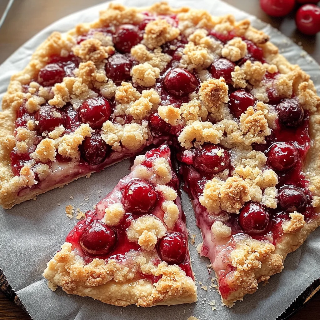 Cherry Dessert Pizza with Cherry Pie Filling and Crumble Topping Recipe