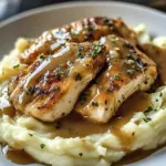 Chicken and Garlic Gravy with Cheesy Mashed Potatoes